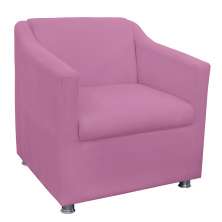 Poltrona Decorativa Tilla Pés Cromado Suede Rosa - DS Estofados
