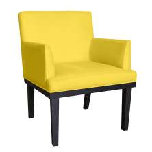 Poltrona Decorativa Vitória Sala e Recepção Com Base de Madeira Suede Amarelo - DS Estofados