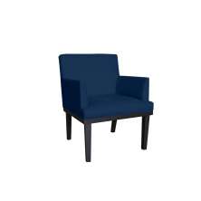 Poltrona Decorativa Vitória Sala e Recepção Com Base de Madeira Suede Azul Marinho - DS Estofados