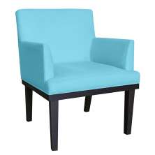 Poltrona Decorativa Vitória Sala e Recepção Com Base de Madeira Suede Azul Turquesa - DS Estofados
