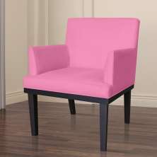 Poltrona Decorativa Vitória Sala e Recepção Com Base de Madeira Suede Rosa - DS Estofados