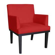 Poltrona Decorativa Vitória Sala e Recepção Com Base de Madeira Suede Vermelho - DS Estofados