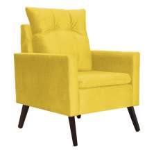 Poltrona Para Sala Ligia Suede Amarelo - DS Estofados