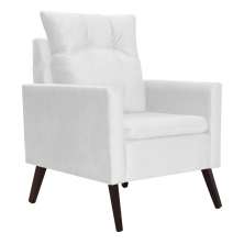 Poltrona Para Sala Ligia Suede Branco - DS Estofados