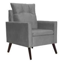 Poltrona Para Sala Ligia Suede Cinza - DS Estofados