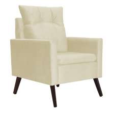 Poltrona Para Sala Ligia Suede Marfim - DS Estofados