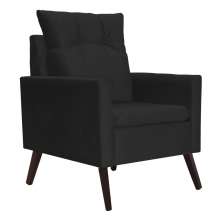 Poltrona Para Sala Ligia Suede Preto - DS Estofados