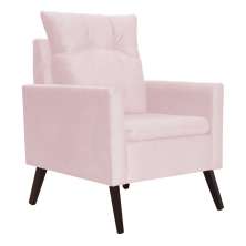 Poltrona Para Sala Ligia Suede Rosa Bebê- DS Estofados