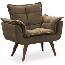 Poltrona decorativa Opalla Pés Palito Marrom - DS Estofados