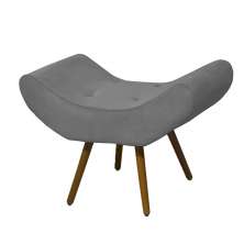 Puff Banqueta Emília Em Suede Liso Cinza - DS Móveis