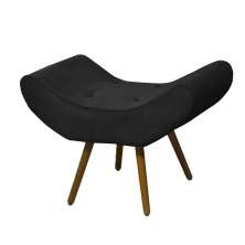 Puff Banqueta Emília Em Suede Liso Preto - DS Móveis