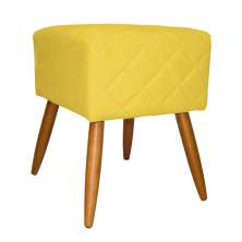 Puff Banqueta Isabela em Tressê Pés Palito Suede Amarelo
