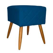 Puff Banqueta Isabela em Tressê Pés Palito Suede Azul Royal