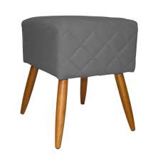 Puff Banqueta Isabela em Tressê Pés Palito Suede Cinza