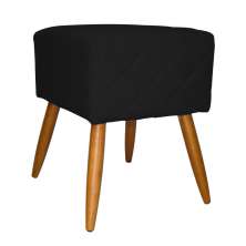 Puff Banqueta Isabela em Tressê Pés Palito Suede Preto