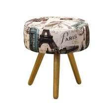 Puff Banqueta Redonda Classic Suede Estampado Países Turquesa - DS Estofados