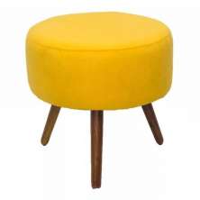 Puff Banqueta Redondo Classic Suede Amarelo - DS Móveis