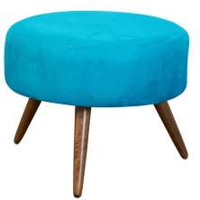 Puff Banqueta Redondo Classic Suede Azul Turquesa