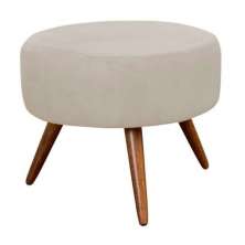 Puff Banqueta Redondo Classic Suede Bege - DS Estofados