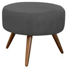 Puff Banqueta Redondo Classic Suede Cinza - DS Estofados