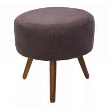 Puff Banqueta Redondo Classic Suede Marrom - DS Móveis