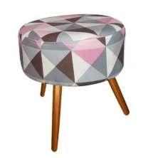 Puff Banqueta Redondo Classic Suede Triangulo Rosa