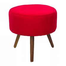 Puff Banqueta Redondo Classic Suede Vermelho - DS Estofados