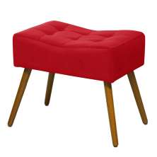 Puff Banqueta Retangular Suede Liso Azul Vermelho - DS Móveis