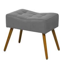 Puff Banqueta Retangular Suede Liso Cinza - DS Móveis