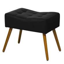 Puff Banqueta Retangular Suede Liso Preto - DS Móveis