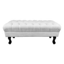 Puff Calçadeira Retrô 1,00 Metro Luis Xv Capitonê Suede Branco - DS Estofados