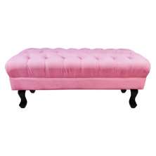 Puff Calçadeira Retrô 1,00 Metro Luis Xv Capitonê Suede Rosa - DS Estofados
