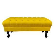 Puff Calçadeira Retrô 1,20 Metro Luis Xv Capitonê Suede Amarelo - DS Estofados