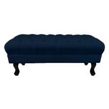 Puff Calçadeira Retrô 1,20 Metro Luis Xv Capitonê Suede Azul Marinho - DS Estofados