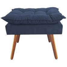 Puff Decorativo Opalla Pés Palito Suede Azul Marinho - DS Estofados