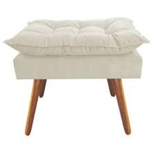 Puff Decorativo Opalla Pés Palito Suede Bege - DS Estofados
