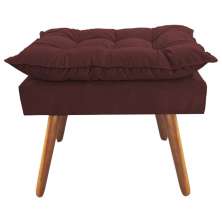 Puff Decorativo Opalla Pés Palito Suede Bordô - DS Estofados