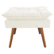 Puff Decorativo Opalla Pés Palito Suede Branco - DS Estofados