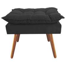 Puff Decorativo Opalla Pés Palito Suede Preto - DS Estofados