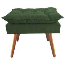 Puff Decorativo Opalla Pés Palito Suede Verde - DS Estofados