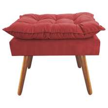 Puff Decorativo Opalla Pés Palito Suede Vermelho - DS Estofados