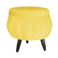 Puff Pétala Pés Palito Tabaco Suede Amarelo