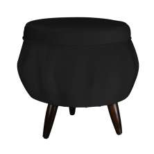 Puff Pétala Pés Palito Tabaco Suede Preto