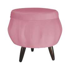 Puff Pétala Pés Palito Tabaco Suede Rosa