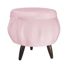 Puff Pétala Pés Palito Tabaco Suede Rosa Bebê