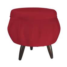 Puff Pétala Pés Palito Tabaco Suede Vermelho