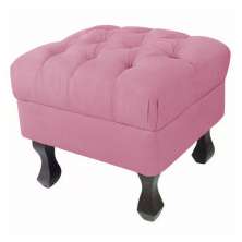 Puff Retrô Fixo Luis Xv Capitonê Suede Rosa