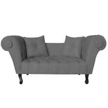 Recamier Divã Namoradeira Dubai Capitonê Suede Cinza