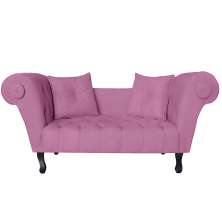 Recamier Divã Namoradeira Dubai Capitonê Suede Rosa