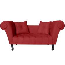 Recamier Divã Namoradeira Dubai Capitonê Suede Vermelho
